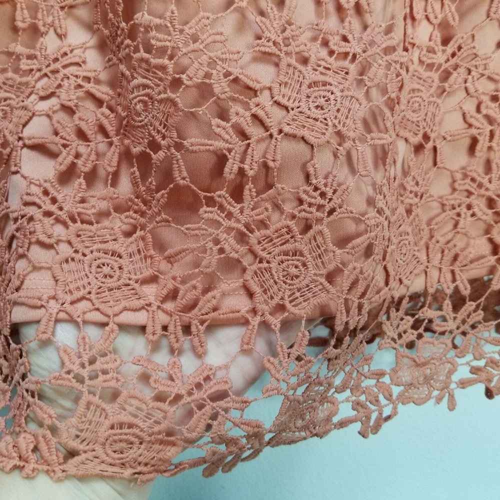 ADIVA NEW Romantic Crochet Lace Blouse Top Lined Orange Women's Size Small - Picture 6 of 12